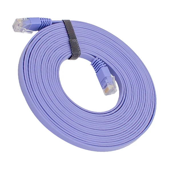 Ayt CAT6 5 Metre Yassı Kablo Ethernet İnternet Kablosu Jack Soketleri Takılı Hazır Kablo - 2