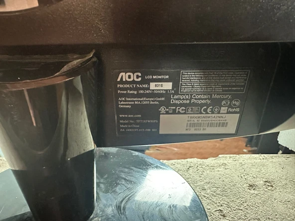 AOC 831S 19" PİYANO SİYAH MONİTOR 2.EL KULLANILMIŞ - Resim 3