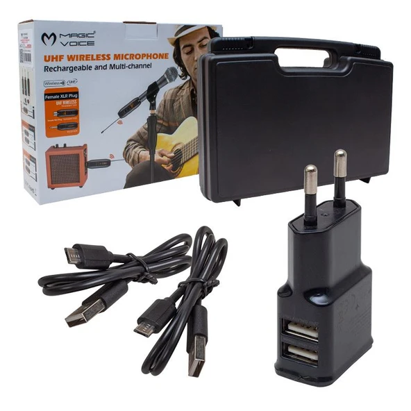 Ayt Magicvoice Mv-19590 Gitar Tip Kablosuz Enstrüman Mikrofonu Üçlü Set 40 Metre Çekim Mesafesi - 6
