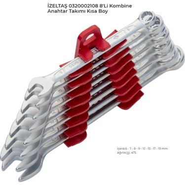 İZELTAŞ Kombine Anahtar Takımı Kısa Boy (mm) 17 parça ürün görseli