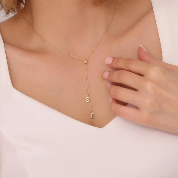 Vaoov 925 Ayar Gümüş İki Harfli Sallantılı Kolye ürün görseli