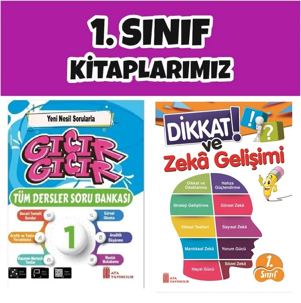 Ata 1.Sınıf 2.Dönem Gıcır Gıcır Yeni Nesil Tüm Dersler Soru Bankası- Dikkat ve Zeka Gelişimi ürün görseli 1