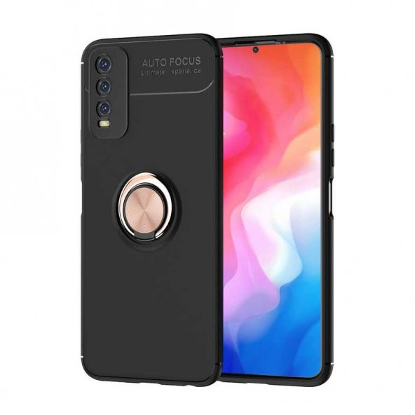 Vivo Y20S Kılıf Zore Ravel Yüzüklü Silikon Kılıf - 6