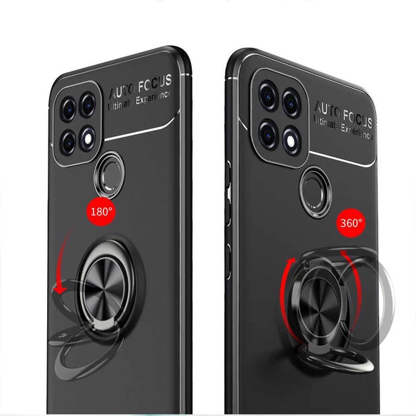 Oppo A15S Kılıf Zore Ravel Yüzüklü Silikon Kılıf - Resim 12