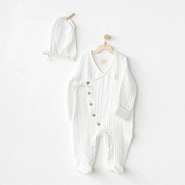 Romper Hat Müslin Wawa Boys Tulum Takım White
