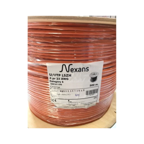 NEXANS NEX1611TF5, CAT6, 500M, 23AWG 0,58mm, UTP, %100 Bakir, LSZH Halogen Free, Makara, Kablo Turuncu - Resim 3