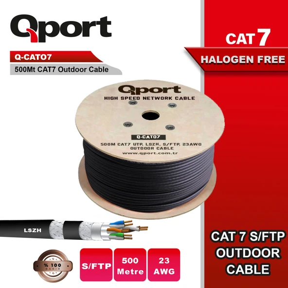 Qport 500 Metre Q-CATO7 LSOH Halogeen Free Cat7 Kablo