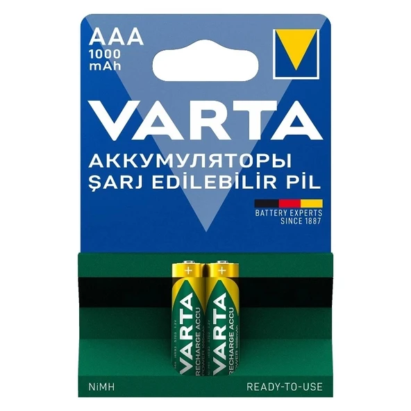 VARTA NI-MH 1.2V 1000 MAH HR03 AAA ŞARJLI 2Lİ İNCE KALEM PİL (4172)