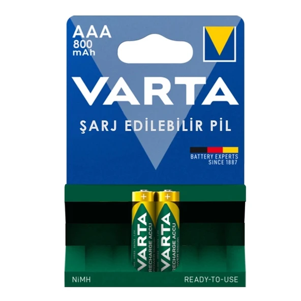 VARTA NI-MH 1.2V 800 MAH HR03 AAA ŞARJLI 2Lİ İNCE KALEM PİL (4172)