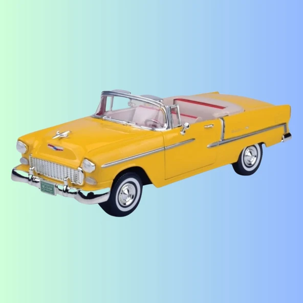 1955 Model Chevy Bel Air Sarı Renk 1:18 Ölçekli - Mavi Su Dünyası