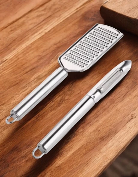 MyBru Paslanmaz Çelik Rende ve Soyacak Penir Çikolata Zencefil Patates Limon Rende ve Soyacak 2'li Set - 4