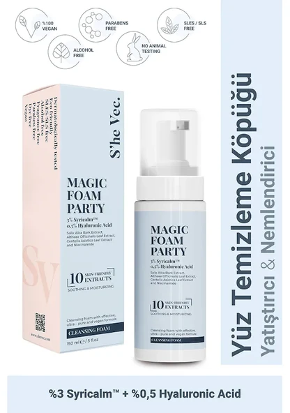 She Vec Magic Foam Party Yatıştırıcı ve Nemlendirici Yüz Temizleme Köpüğü 150 ml