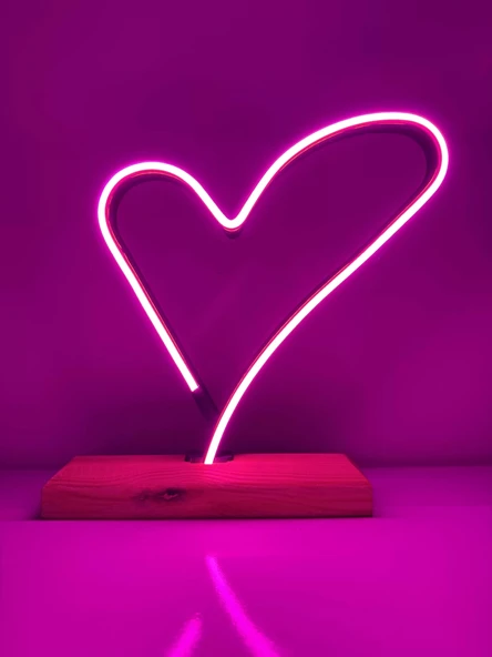 14 Şubat'a ÖZEL Pembe Kalp Neon Gece Lambası