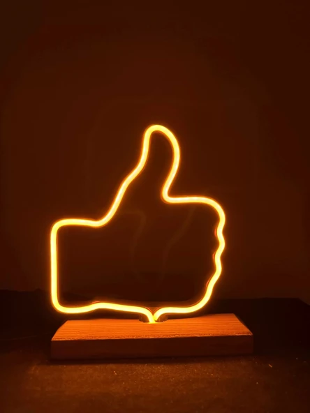 El İşareti Figürlü Turuncu Neon Gece Lambası