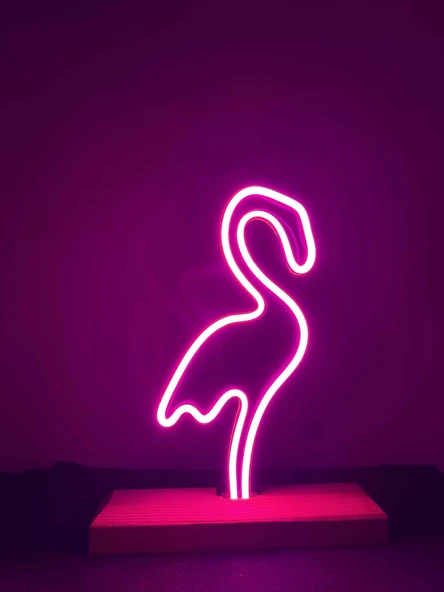 Flamingo Figürlü Pembe Neon Gece Lambası