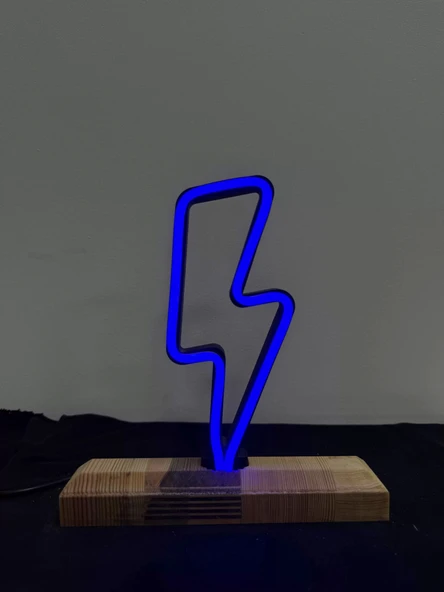 Şimşek Figürlü Mavi Neon Gece Lambası - 2