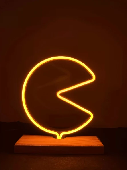 Pac-Man Figürlü Turuncu Neon Gece Lambası