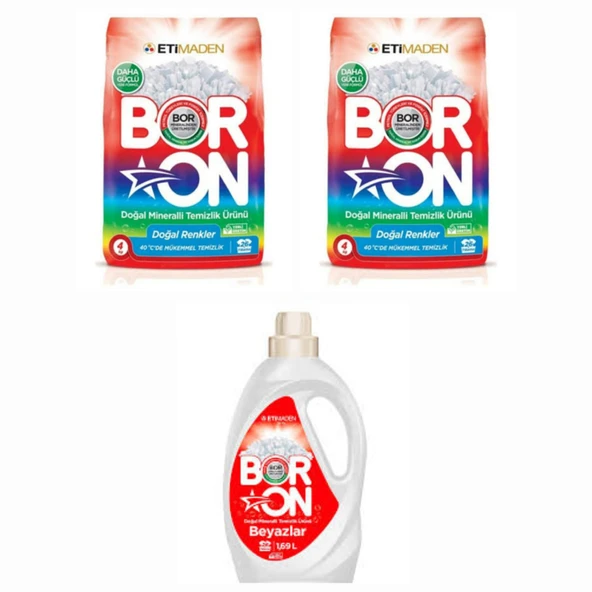 BORON DOĞAL ÇAMAŞIR DETERJANI RENKLİLER VE BEYAZLAR İÇİN TOZ VE SIVI FORM 102 YIKAMA