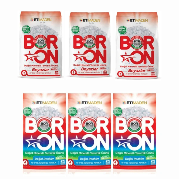 BORON DOĞAL MİNERALLİ TOZ ÇAMAŞIR DETERJANI RENKLİ VE BEYAZLAR İÇİN 24 KG 154 YIKAMA