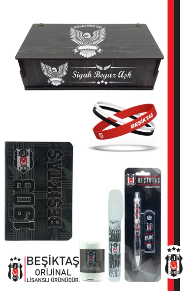 Beşiktaş Orijinal Lisanslı Kalem Bileklik Bloknot Hediyelik Set