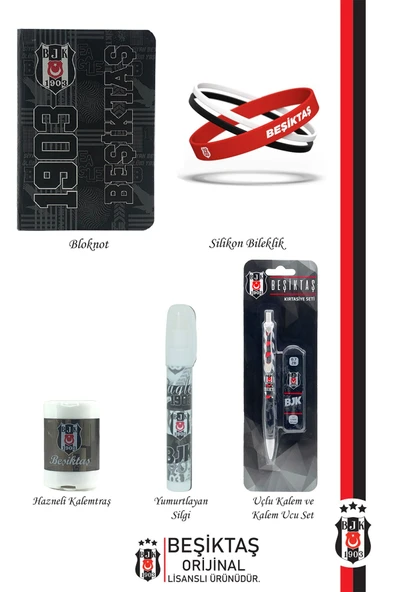 Beşiktaş Orijinal Lisanslı Kalem Bileklik Bloknot Hediyelik Set - 2