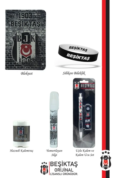 Beşiktaş Orijinal Lisanslı Kalem Bileklik Bloknot Hediyelik Set - 2