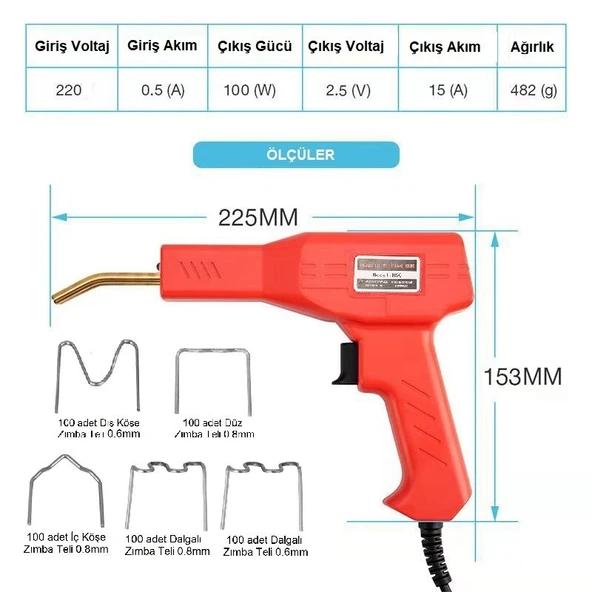 Yate10 Plastik Zımba Teli Kaynak Makinası 100W/220V+500 Adet Tel - 3