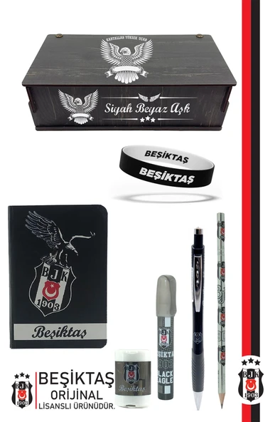 Beşiktaş Orijinal Lisanslı Kalem Bileklik Bloknot Silgi Hediyelik Set