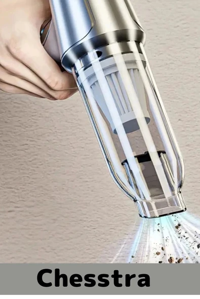 7 Başlıklı Şarjlı Kablosuz 2 Fonksiyonlu 4000 mAh Vakumlu El Süpürgesi Üflemeli Araç Oto Süpürgesi - 5