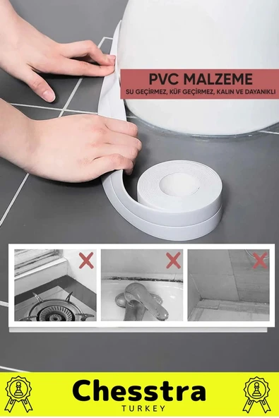 Özel Üretim Lavabo Tezgah Klozet Banyo Pencere Duş İzolasyon 3.2m Su Geçirmez Sızdırmaz Bant 4 Adet - 5