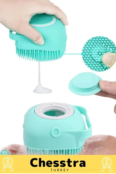 Özel Üretim Evcil Hayvan Bebek Çocuk Sabun Şampuan Duş Jeli Hazneli Banyo Masaj Fırçası Lif Kesesi - 4