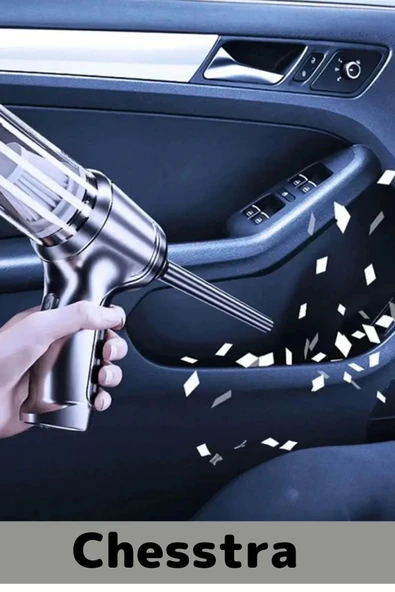 7 Başlıklı Şarjlı Kablosuz 2 Fonksiyonlu 4000 mAh Vakumlu El Süpürgesi Üflemeli Araç Oto Süpürgesi - 3