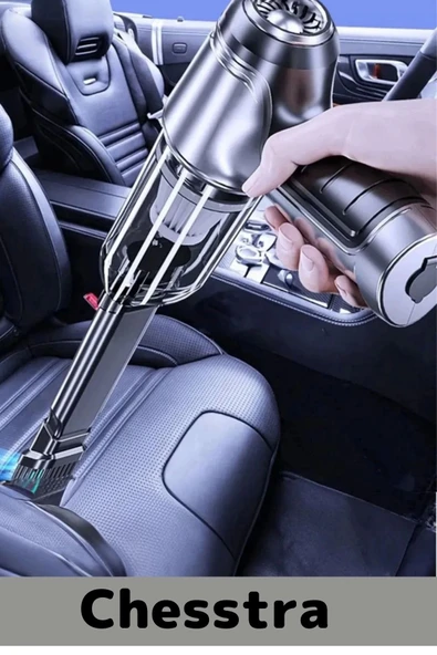 7 Başlıklı Şarjlı Kablosuz 2 Fonksiyonlu 4000 mAh Vakumlu El Süpürgesi Üflemeli Araç Oto Süpürgesi - 4