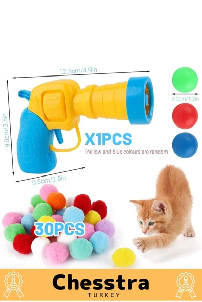 Evcil Hayvan Tabancalı Hareketli 30 Peluş Toplu Top Atan İnteraktif 31 Parça Kedi Oyuncağı Seti - 2