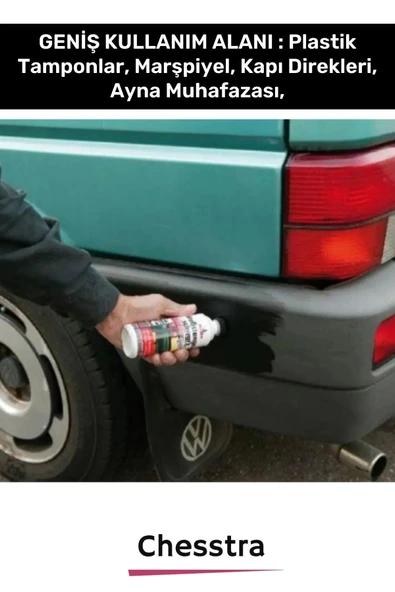 Premium Uzun Süre Suya Dayanıklı Eskimiş Kauçuk Yüzey Dış Plastik Aksam Siyah Tampon Boyası 1 Adet - 2