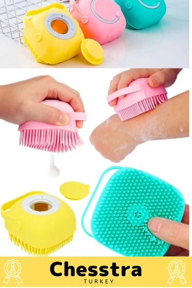 Özel Üretim Evcil Hayvan Bebek Çocuk Sabun Şampuan Duş Jeli Hazneli Banyo Masaj Fırçası Lif Kesesi - 2