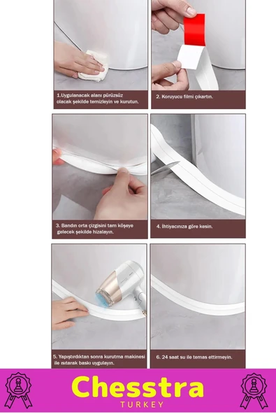 Özel Üretim Su Geçirmez Sızdırmaz Lavabo Tezgah Klozet Banyo Pencere Duş İzolasyon 3.2m Bant 3 Adet - 6