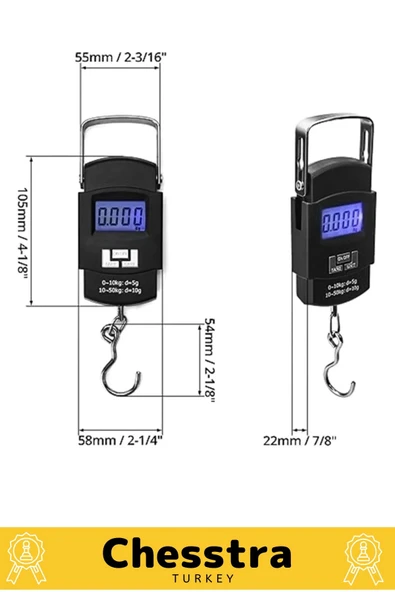 Lcd Ekran Seyahat Bavul Ağırlık El Terazi Dijital Çok Amaçlı Taşınabilir Askılı Pilli Bagaj Tartısı - 2