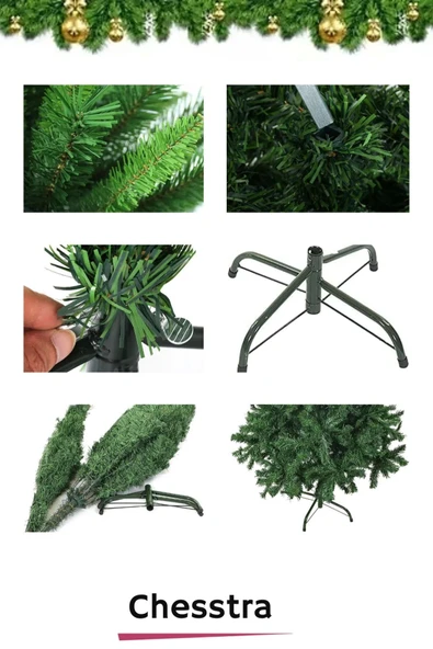 Kutulu Ayaklı Süsleme Seti Yılbaşı Çam Ağacı Renkli Işığı Yeni Yıl Süsleri Noel Paket 150 Cm 240 Dal - 4