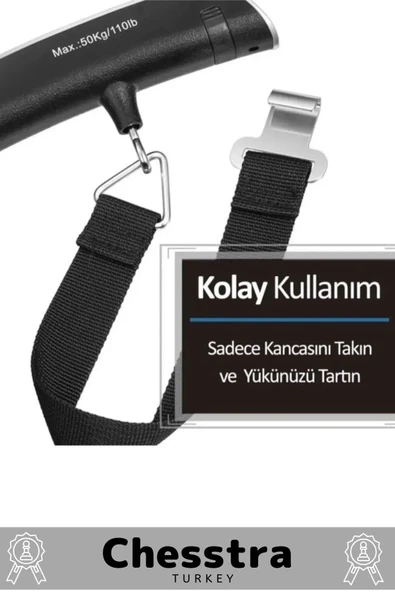 Seyahat Bavul Ağırlık Tartı Dijital Lcd Ekran Göstergeli Çok Amaçlı Taşınabilir Pilli Bagaj Tartısı - 2