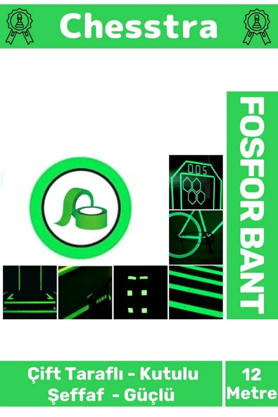 Karanlıkta Işık Veren Yansıyan Kendinden Yapışkanlı Reflektör Yeşil Şerit Fosfor Neon Bant 12 Metre