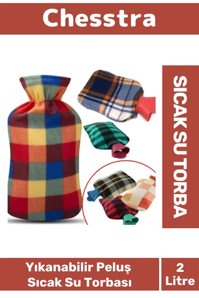 Büyük Boy Kauçuk Yıkanabilir Polar Kılıflı Termofor Regl Kötü Hava Sıcak Su Torbası 2 Lt