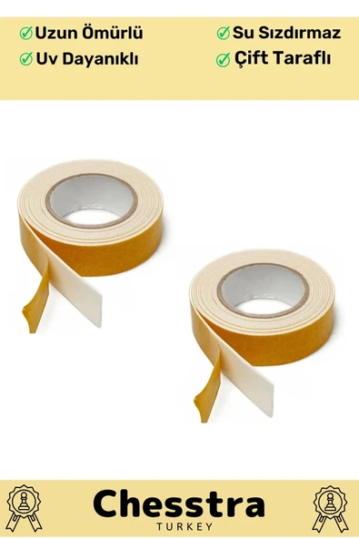 Uzun Ömürlü Süngerli Ultra Yapışkan İç Dış Mekan Çok Amaçlı Çift Taraflı 10 Metre Köpük Bant 1 Adet - 2