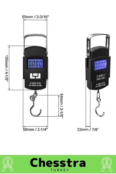 Lcd Ekran Seyahat Bavul Ağırlık El Terazi Dijital Çok Amaçlı Taşınabilir Askılı Pilli Bagaj Tartısı - 2