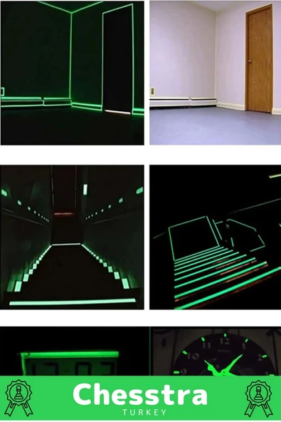 Karanlıkta Işık Veren Yansıyan Kendinden Yapışkanlı Reflektör Yeşil Şerit Fosfor Neon Bant 12 Metre - 4