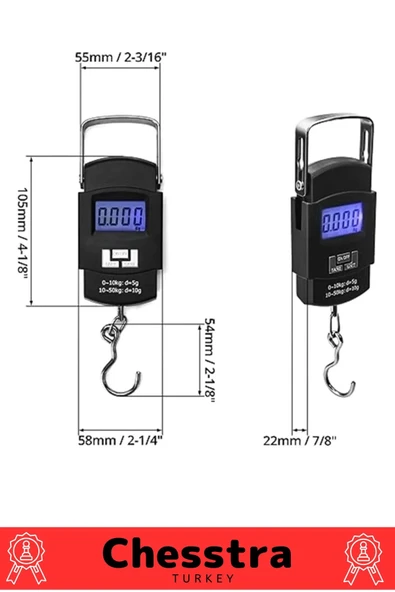 Lcd Ekran Seyahat Bavul Ağırlık El Terazi Dijital Çok Amaçlı Taşınabilir Askılı Pilli Bagaj Tartısı - 2