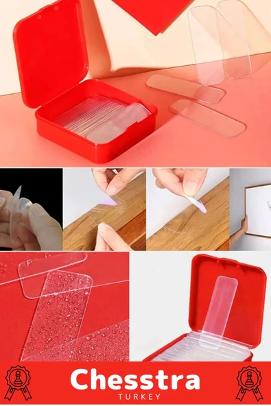 Süper Güçlü Kolay Çıkarılabilir İz Bırakmayan Çift Taraflı Kutulu Nano Şeffaf 60 Parça Bant 4 Adet - 6