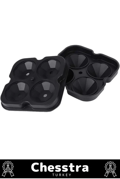 Özel Tasarım 4 Gözlü Kırılmaz Esnek Silikon Kokteyl Viski Elmas Şekilli Buz Yapma Kalıbı 1 Adet - 5