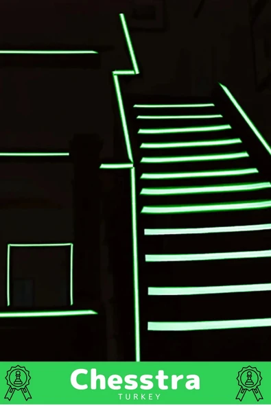 Karanlıkta Işık Veren Yansıyan Kendinden Yapışkanlı Reflektör Yeşil Şerit Fosfor Neon Bant 8 Metre - 5