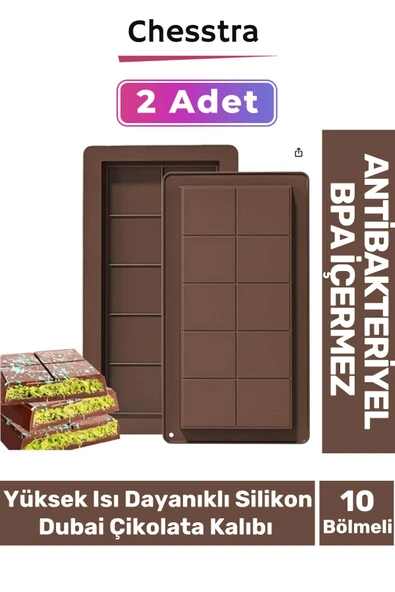 Esnek Bpa İçermez Yüksek Isı Dayanıklı Meşhur Dubai Çikolata Silikon Kalıbı 2 Adet